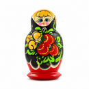 Set of 5 Wooden Strawberry Nesting Dolls - 3.5" Khokhloma Matryoshka