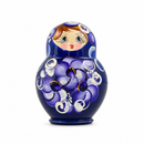 Set of 4 Wooden Floral Nesting Dolls - 3" Blue & Purple Flower Matryoshka