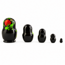 Set of 5 Wooden Strawberry Nesting Dolls - 3.5" Black Berry Matryoshka