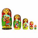 Set of 5 Red Riding Hood Wooden Nesting Dolls Matryoshka 6.5 Inches