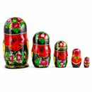 Set of 5 Red Riding Hood Wooden Nesting Dolls Matryoshka 6.5 Inches