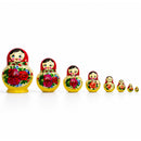 Set of 10 Wooden Bouquet of Flowers Nesting Dolls - 6" Matryoshka Set