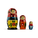 Set of 3 Folk Girls in Blue Scarf Wooden Nesting Dolls 3.5 Inches