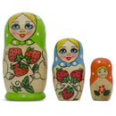 Set of 3 Green Blue and Orange  Nesting Doll 4 Inches