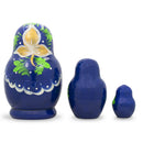 Set of 3 Wooden Floral Nesting Dolls - 3.5" Blue & Red Rose Matryoshka