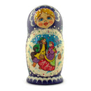 Set of 5 Family Christmas Celebration Wooden Nesting Dolls 6.5 Inches