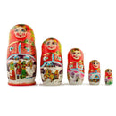 Set of 5 Winter Night  Wooden Nesting Dolls 6.5 Inches