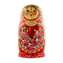 Set of Girls in Red Dress Wooden Nesting Dolls 7 Inches