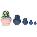 Set of 5 Wooden Floral Nesting Dolls - 3.5" Dark Blue Violet Matryoshka