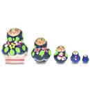 Set of 5 Wooden Floral Nesting Dolls - 3.5" Dark Blue Violet Matryoshka