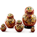 Set of 5 Golden Flowers Nesting Dolls  5 Inches