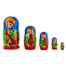 Set of 5 Wooden Floral Nesting Dolls - 6" Traditional Berry Matryoshka