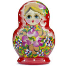 Set of 10 Red Bouquet of Flowers  Nesting Dolls 6 Inches
