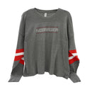 SALE | Gray Nebraska Long Sleeve Shirt with Red & White Striped Sleeves | Multiple Sizes | Nature Find & Designs