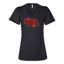 Nebraska Chevron Rhinestone V-Neck Tee | Multiple Sizes | Nature Finds & Designs