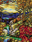 Needlepoint canvas for halfstitch without yarn after L.C. Tiffany - Autumn Landscape 2192J - Printed Tapestry Canvas