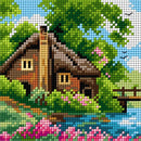 Thatched Cottage in Summer Riverside Needlepoint Canvas by Orchidea 2561D