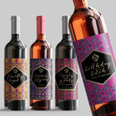 Neon 21st Birthday Wine Label Set