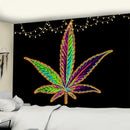 Neon purple & blue printed maple leaf tapestry bedroom wall decor