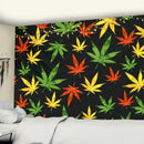 Neon purple & blue printed maple leaf tapestry bedroom wall decor