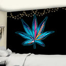 Neon purple & blue printed maple leaf tapestry bedroom wall decor