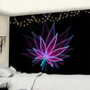 Neon purple & blue printed maple leaf tapestry bedroom wall decor
