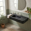 Nero Marquina Marble Fluted Wall-Mount Sink - 48"x20"x5" - Honed
