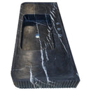 Nero Marquina Marble Wall-mount Bathroom Vanity Sink Fluted Front (W)20" (L)48" (H)5" side view