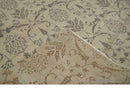 Neutral 8x10 Hand Knotted Camel and Brown Floral Traditional Antique Style Wool Area Rug