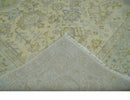Neutral Beige and silver 8x10 Traditional Antique Finish Hand knotted Wool Area Rug