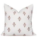 Mia Floral Block Printed Pillow Cover | Brown
