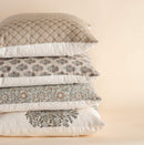 Milena Floral Block Printed Pillow Cover | Blue, Green, Light Brown