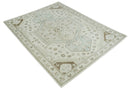 Neutral Ivory, Brown and Gray Hand knotted Traditional Multi Size wool Area Rug