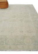 Neutral Tone Traditional Camel and Silver Antique Style Hand knotted Wool Area Rug