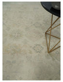 Neutral Tone Traditional Camel and Silver Antique Style Hand knotted Wool Area Rug