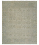 Neutral Tone Traditional Camel and Silver Antique Style Hand knotted Wool Area Rug