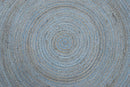 100% All Natural Fiber Hand Braided Boho Blue Round Jute Rug | JR1