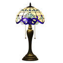 New Blue Tiffany-Inspired Lamp in Baroque Glass