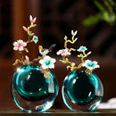 New chinese teal glass vases with enamel small ornaments living room