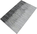 Modern Stripes Gray and Silver Handmade Leather Area Rug