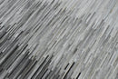 Modern Stripes Gray and Silver Handmade Leather Area Rug