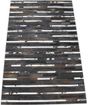 Modern Stripes Pattern Handwoven Brown And Black Leather Area Rug