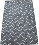 Handmade 5x8 Gray and Ivory Chevron Viscose Area Rug