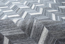 Handmade 5x8 Gray and Ivory Chevron Viscose Area Rug