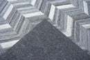 Handmade 5x8 Gray and Ivory Chevron Viscose Area Rug