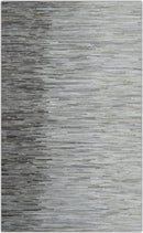 Genuine Leather Stripe Design Handmade Gray and Silver 5x8 Area Rug
