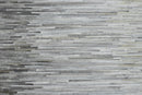 Genuine Leather Stripe Design Handmade Gray and Silver 5x8 Area Rug