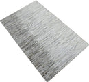 Genuine Leather Stripe Design Handmade Gray and Silver 5x8 Area Rug