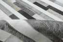 Gray and Silver Handmade 5x8 Stripe Design Leather Area Rug