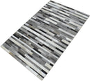 Gray and Silver Handmade 5x8 Stripe Design Leather Area Rug
